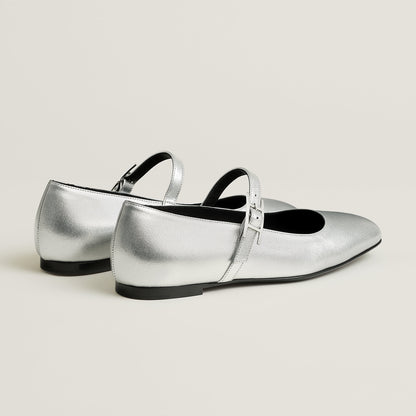  Hermes Jane Ballet Flat Gris Argent