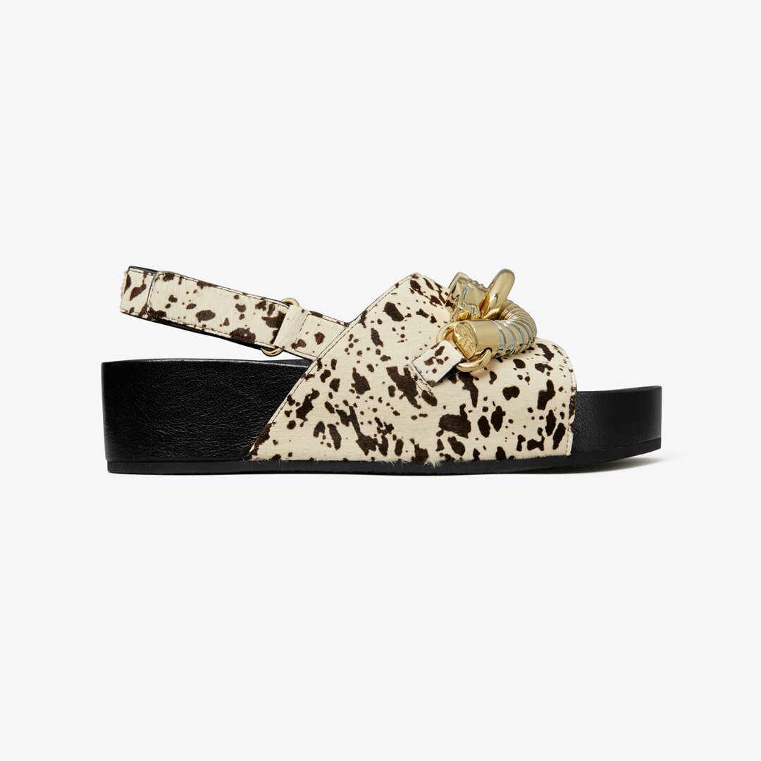 Tory Burch Jessa Platform Sandal COW PRINT / BLACK