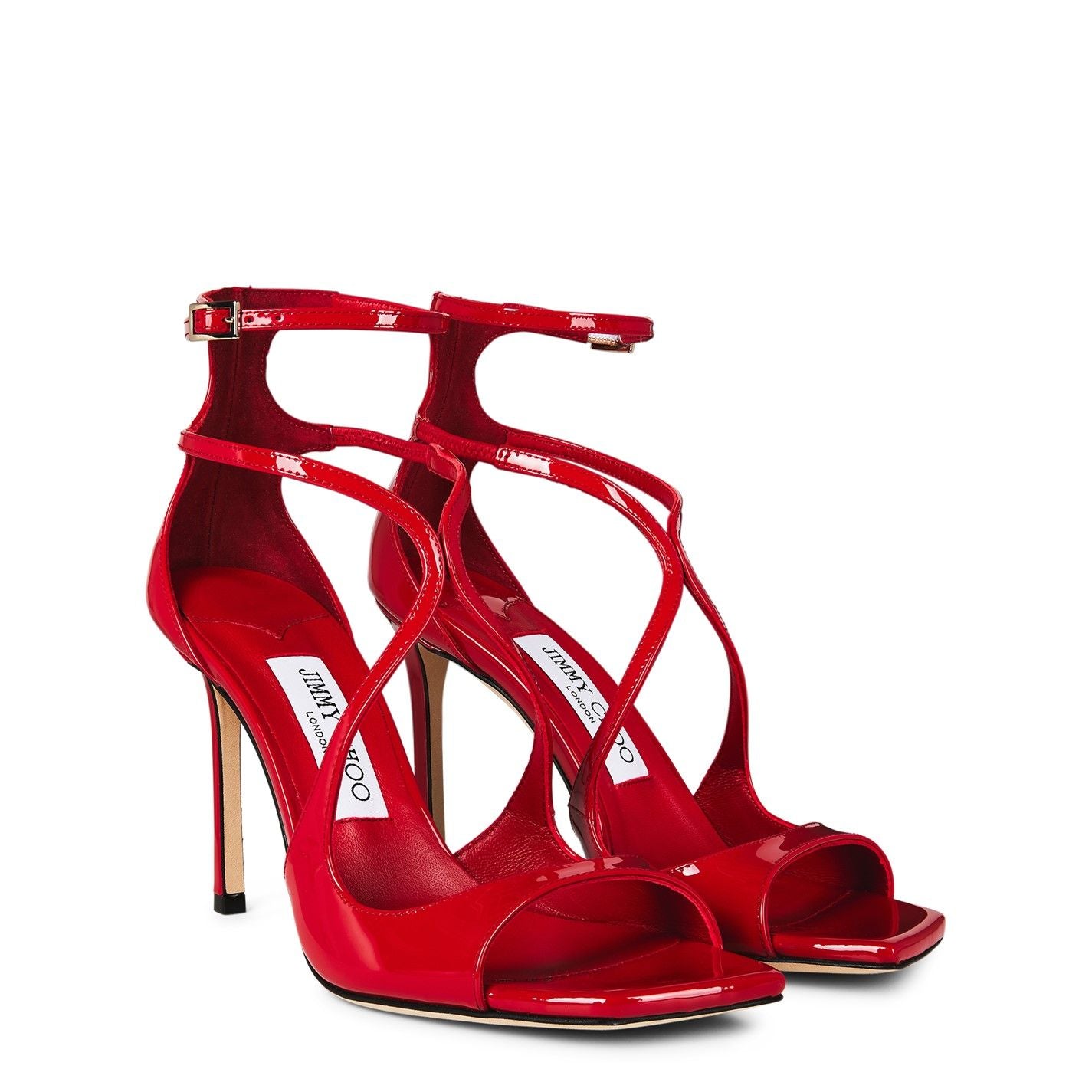 Jimmy Choo Women's Azia 95 Leather Sandals POSTBOX RED