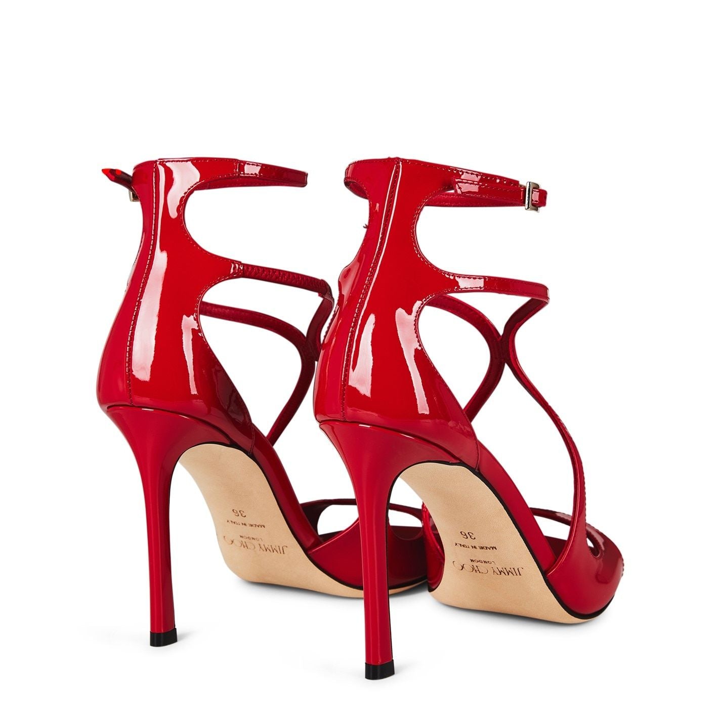 Jimmy Choo Women's Azia 95 Leather Sandals POSTBOX RED