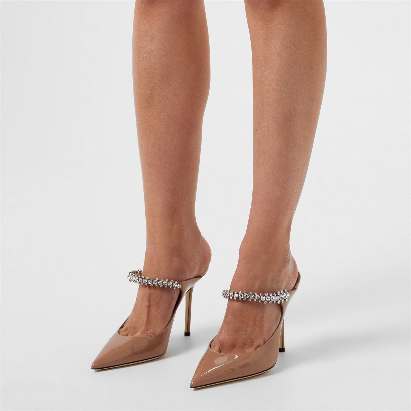 Jimmy Choo Women's Crystal Leather Heeled Mules 100mm Ballet Pink