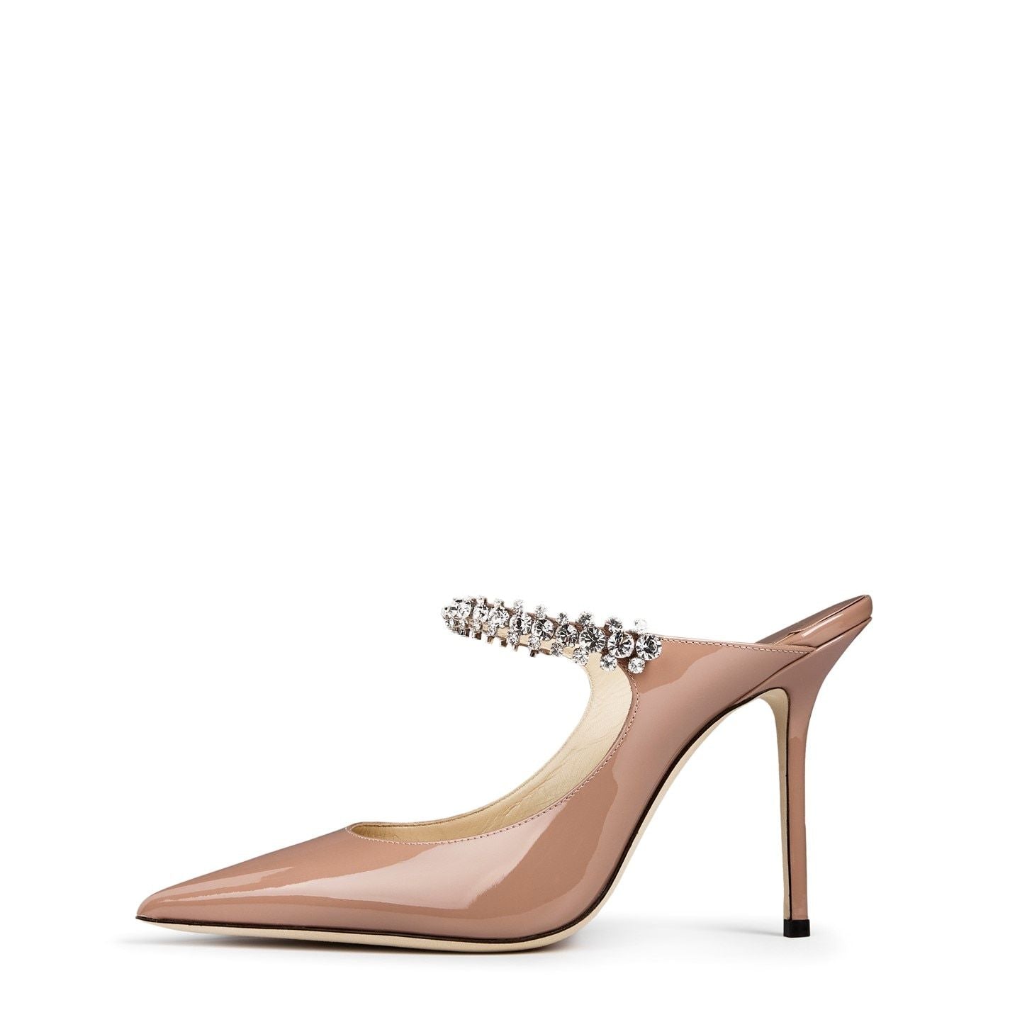Jimmy Choo Women's Crystal Leather Heeled Mules 100mm Ballet Pink