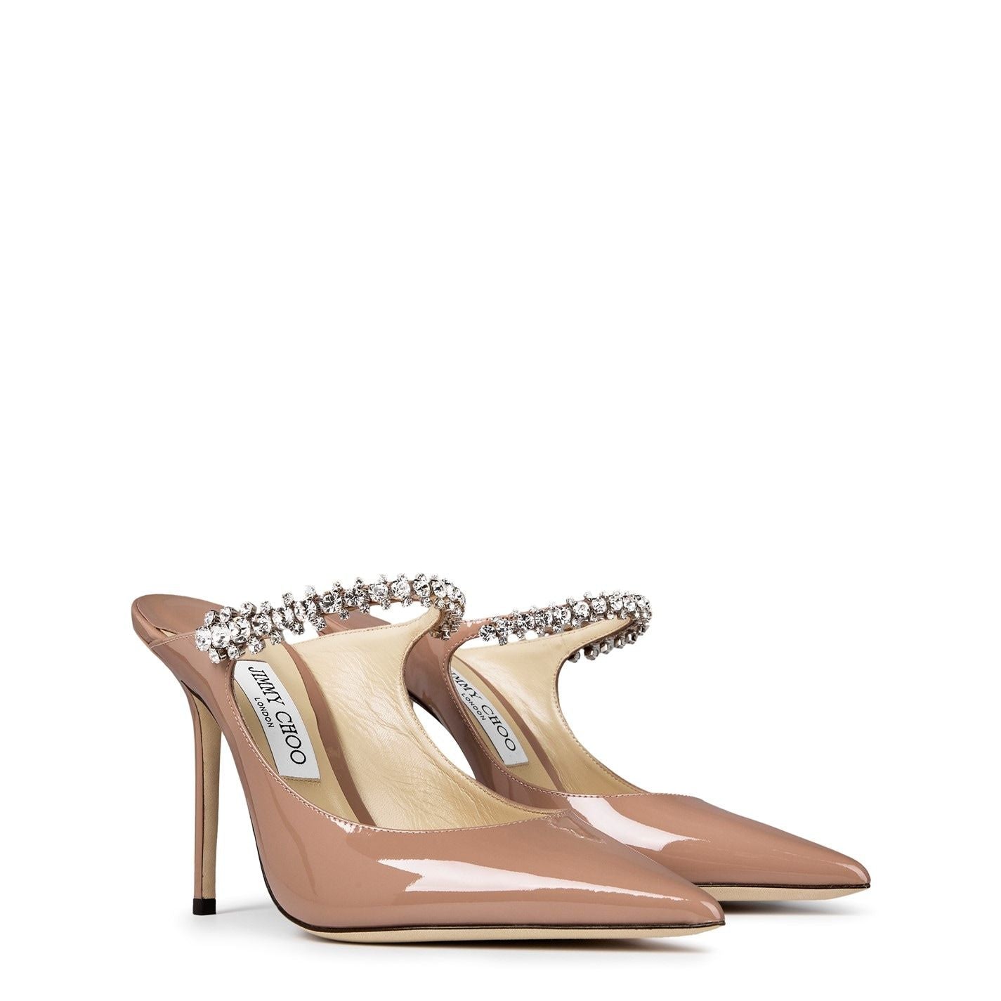 Jimmy Choo Women's Crystal Leather Heeled Mules 100mm Ballet Pink