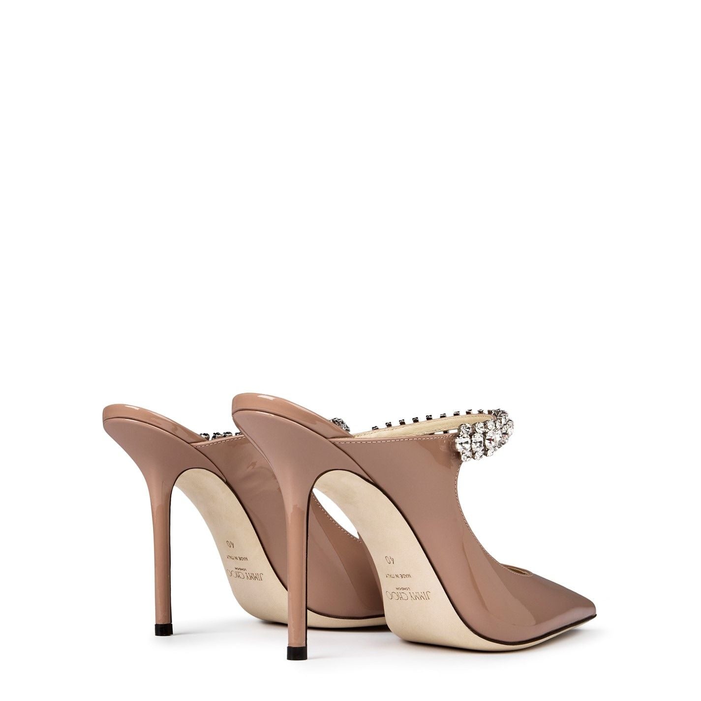 Jimmy Choo Women's Crystal Leather Heeled Mules 100mm Ballet Pink