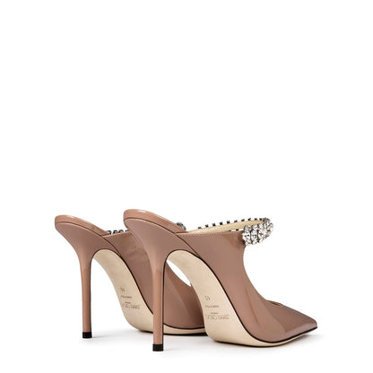 Jimmy Choo Women's Crystal Leather Heeled Mules 100mm Ballet Pink