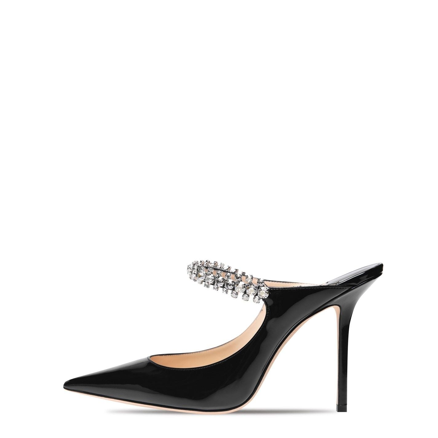 Jimmy Choo Women's Crystal Leather Heeled Mules 100mm Black