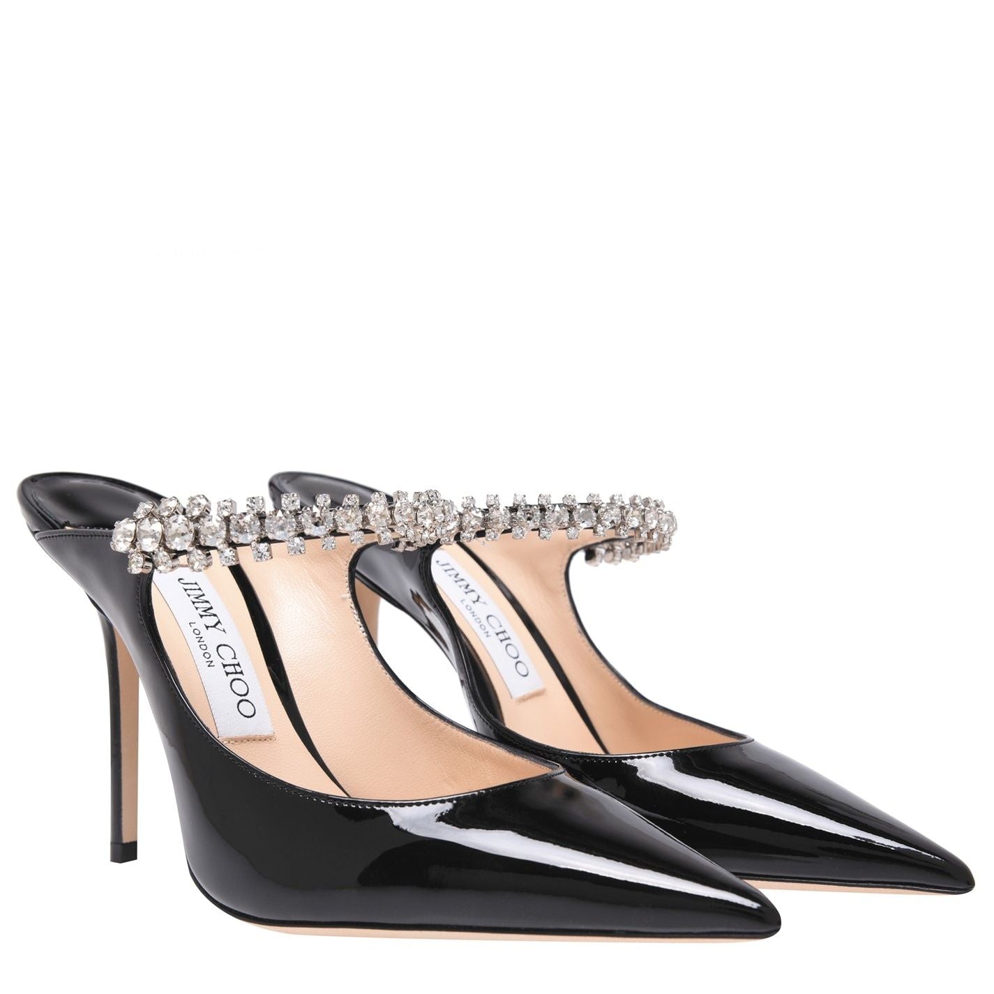 Jimmy Choo Women's Crystal Leather Heeled Mules 100mm Black