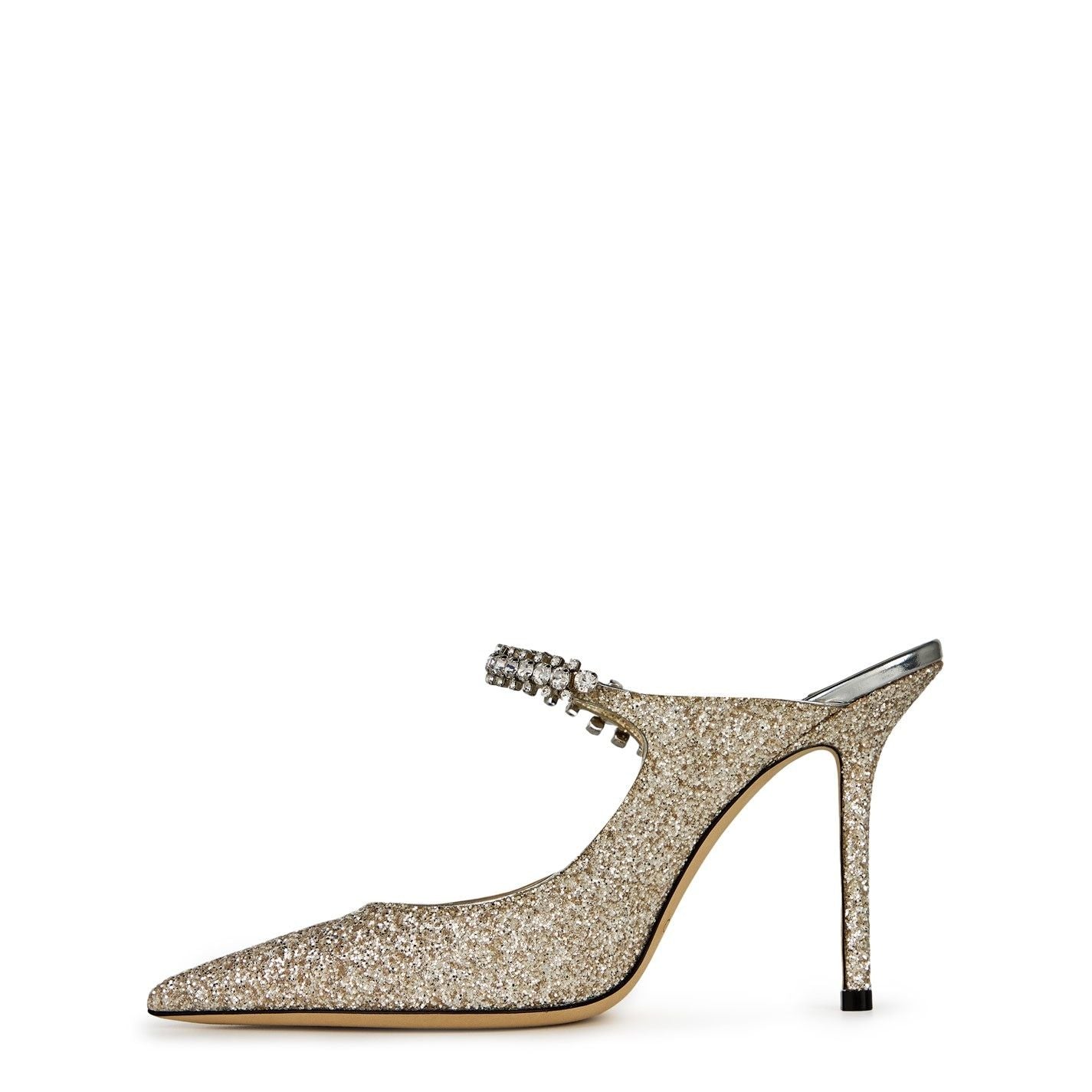 Jimmy Choo Women's Crystal Leather Heeled Mules 100mm Sand