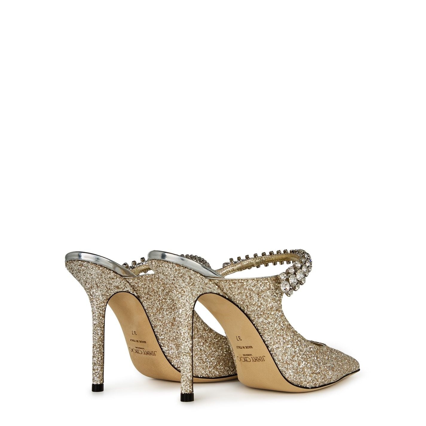 Jimmy Choo Women's Crystal Leather Heeled Mules 100mm Sand