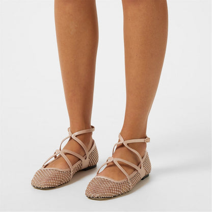 Jimmy Choo Women's Crystal Mesh Satin Astoria Ballet Flat Macaron