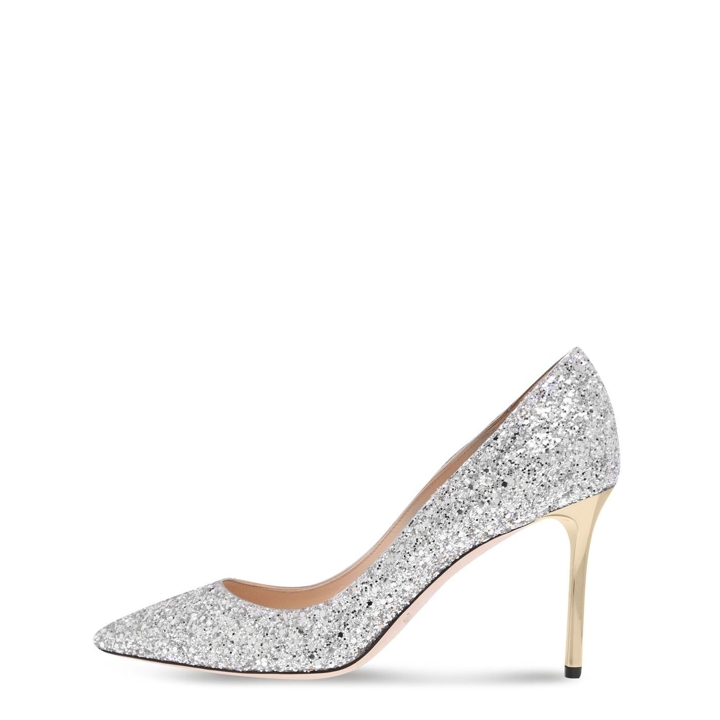 Jimmy Choo Women's Glitter Romy 85 Heels Champagne