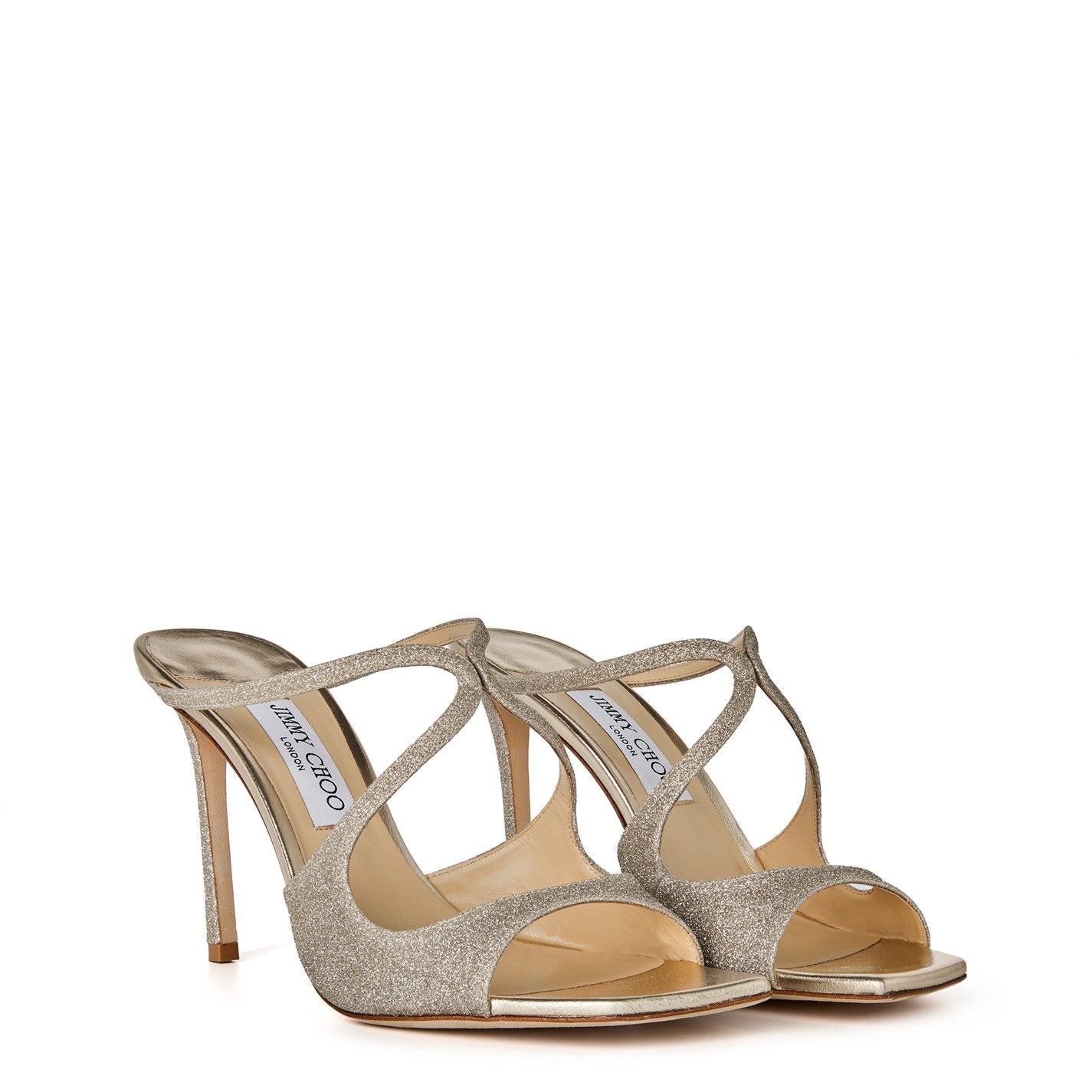 Jimmy Choo Women's Glittered Anise 95 Sandals Platinum Ice