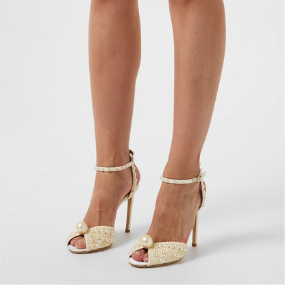 Jimmy Choo Women's Pearl Sacora 100 Heels White Pearl