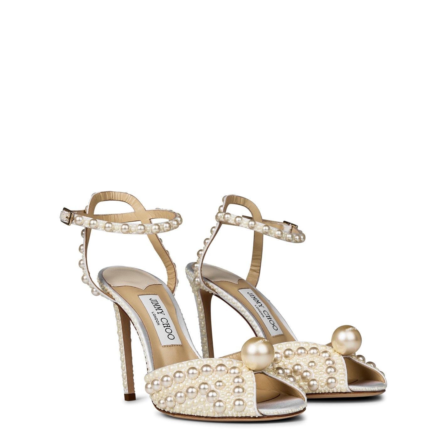Jimmy Choo Women's Pearl Sacora 100 Heels White Pearl