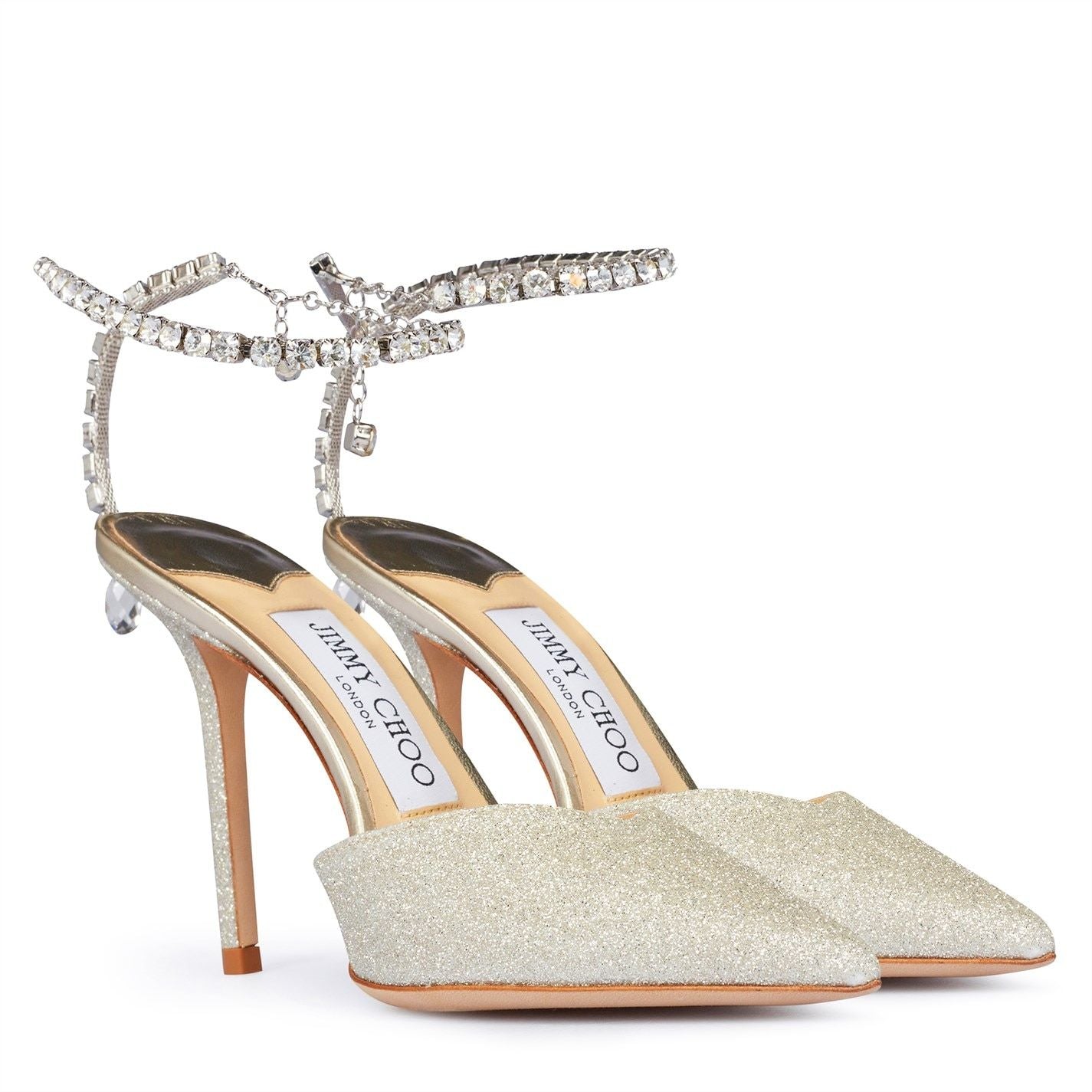 Jimmy Choo Women's Saeda 100 Glitter Pumps Platinum Ice