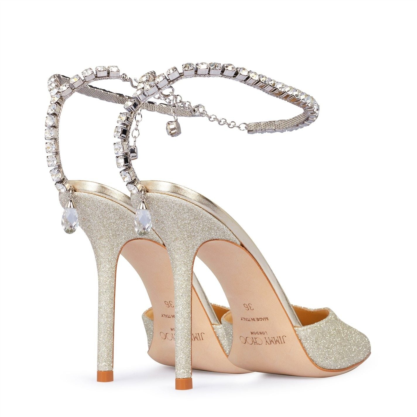 Jimmy Choo Women's Saeda 100 Glitter Pumps Platinum Ice