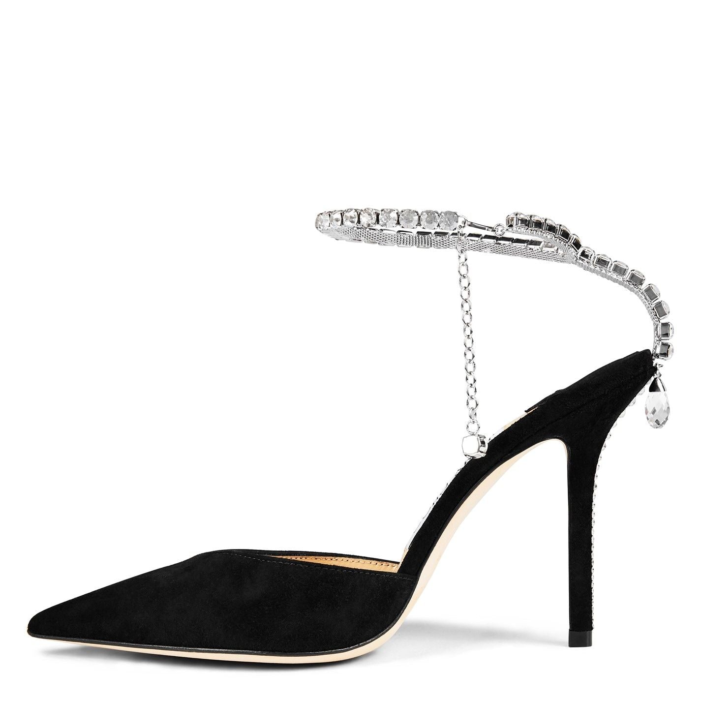 Jimmy Choo Women's Suede Saeda 100 Pumps Black Crystal