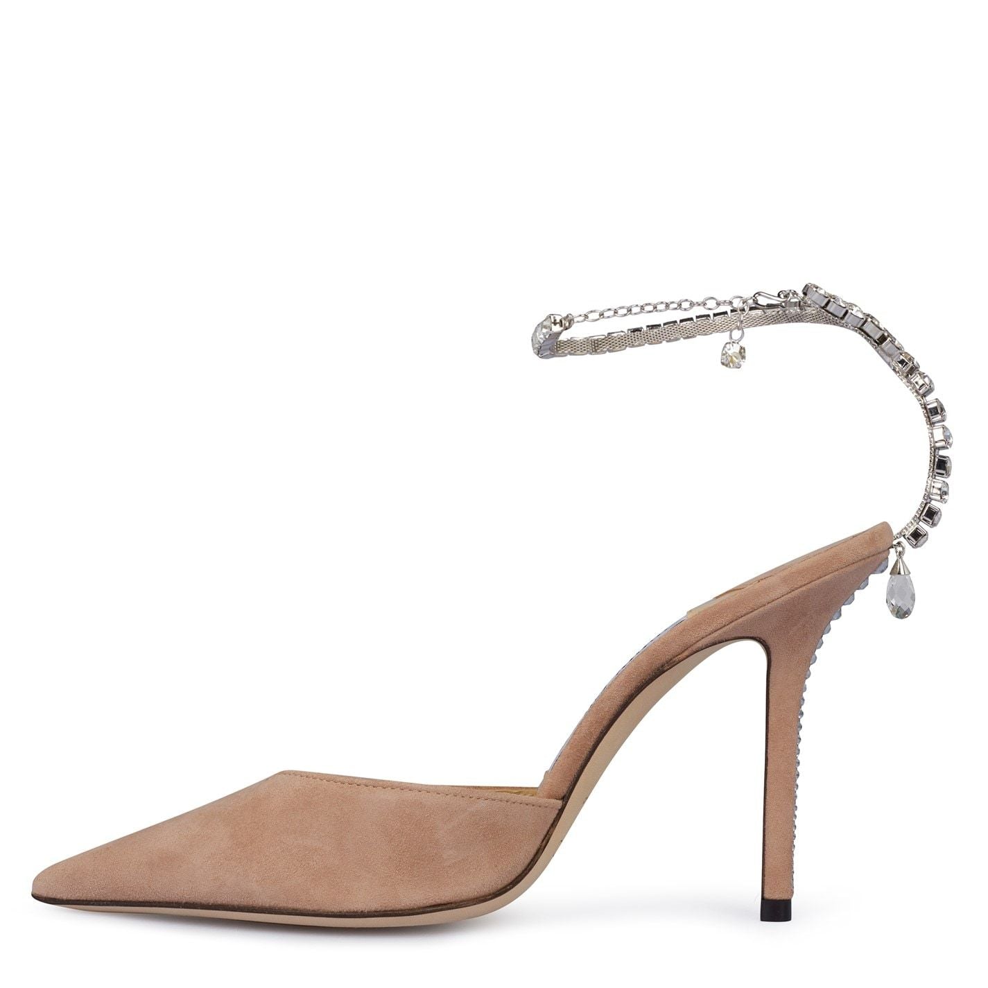 Jimmy Choo Women's Suede Saeda 100 Pumps Bllt Pnk Crysta