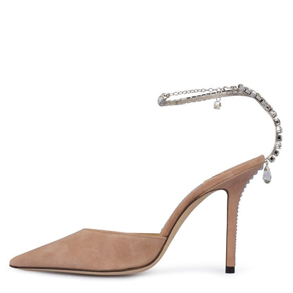 Jimmy Choo Women's Suede Saeda 100 Pumps Bllt Pnk Crysta