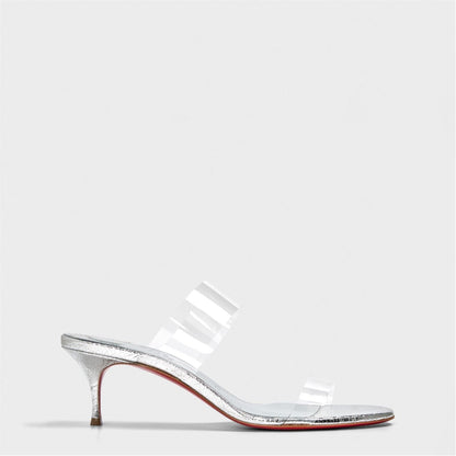  Just Nothing Heeled Mules Silver