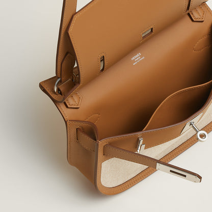  Hermes Jypsiere Mini Toile & Cuir Bag Cru