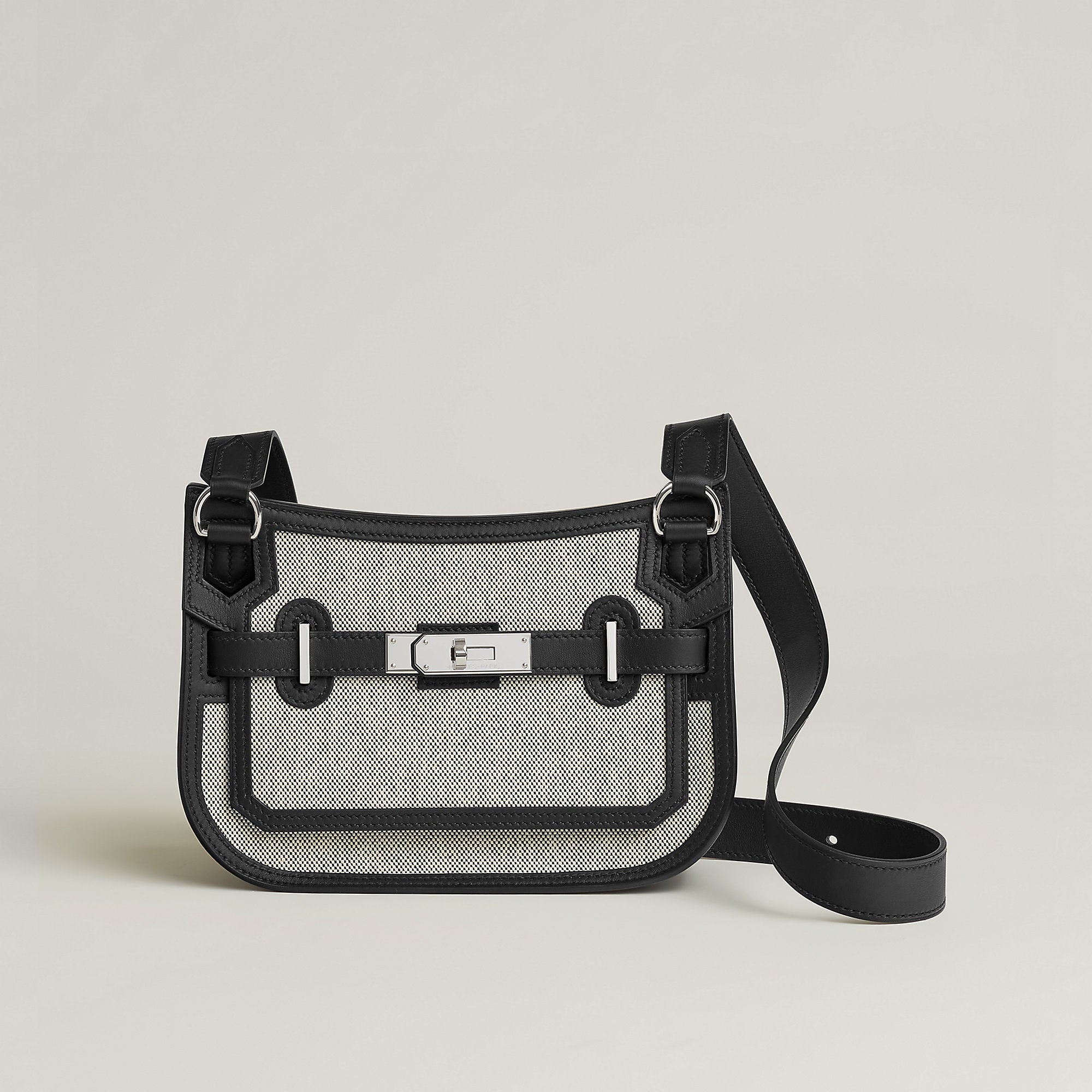  Hermes Jypsiere Mini Toile & Cuir Bag Cru