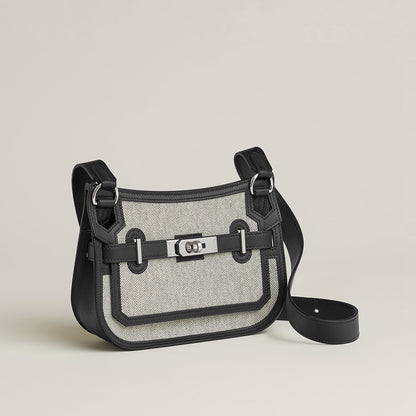  Hermes Jypsiere Mini Toile & Cuir Bag Cru