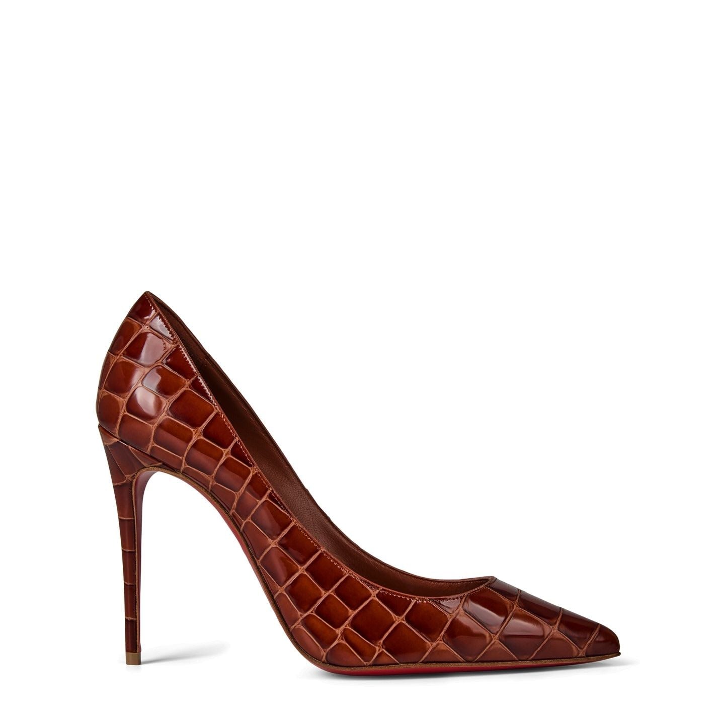  Kate 100mm Croc Pumps     Acajou