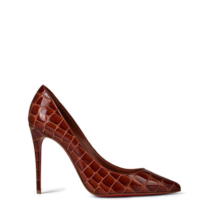  Kate 100mm Croc Pumps     Acajou
