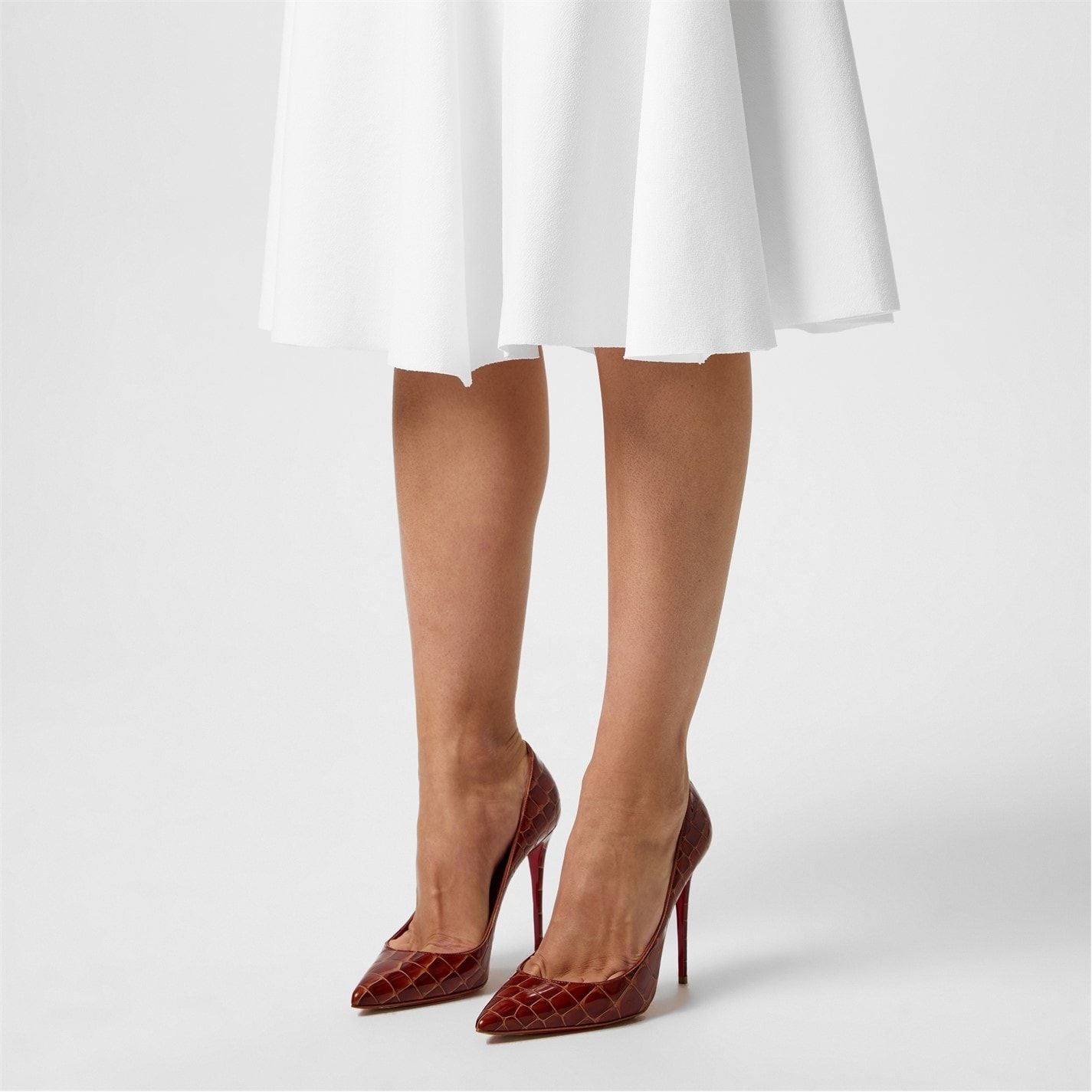  Kate 100mm Croc Pumps     Acajou