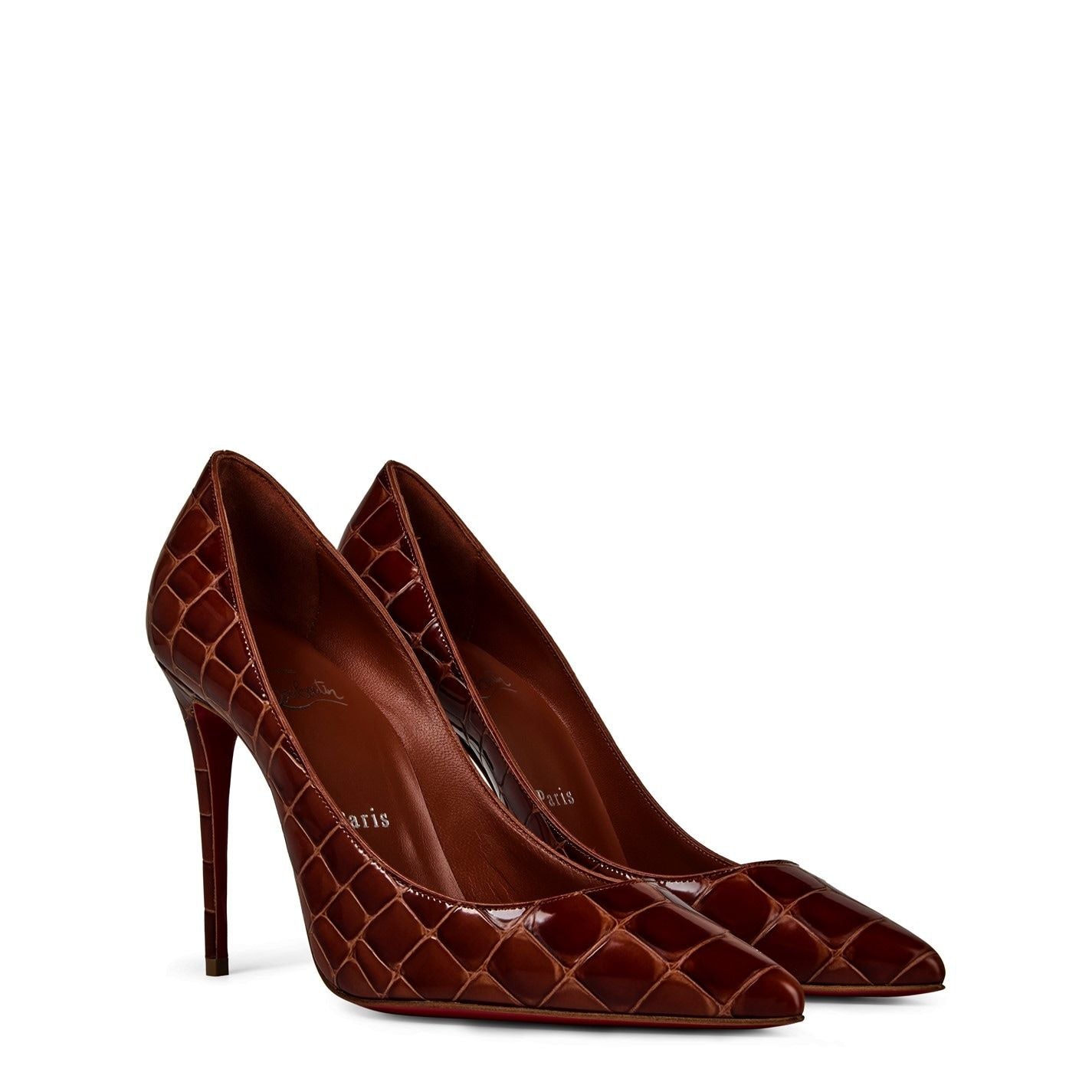  Kate 100mm Croc Pumps     Acajou