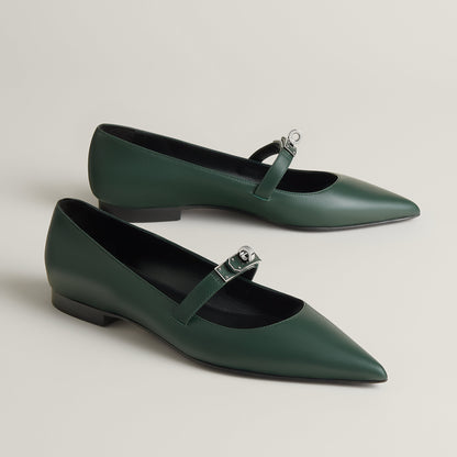  Hermes Kelly Ballet Flat Vert Bouteille