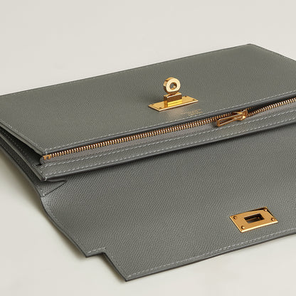  Hermes Kelly Pocket Long Wallet Gris Meyer