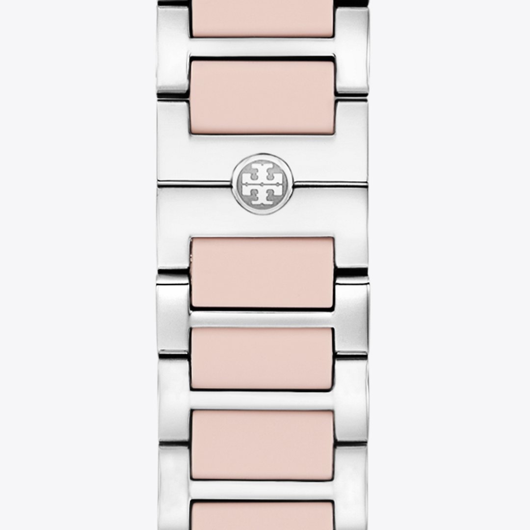 Tory Burch Kira Band for Apple Watch SILVER/LIGHT PINK
