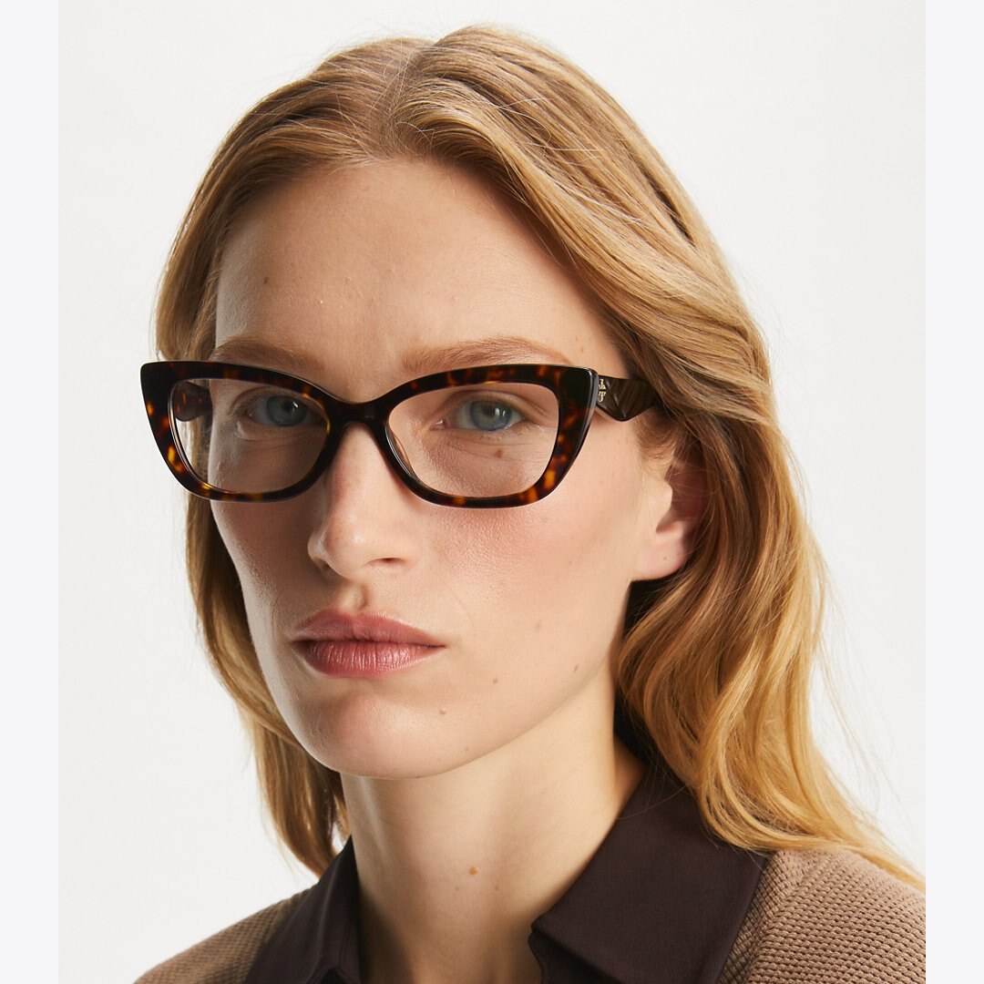 Tory Burch Kira Cat-Eye Eyeglasses DARK TORTOISE