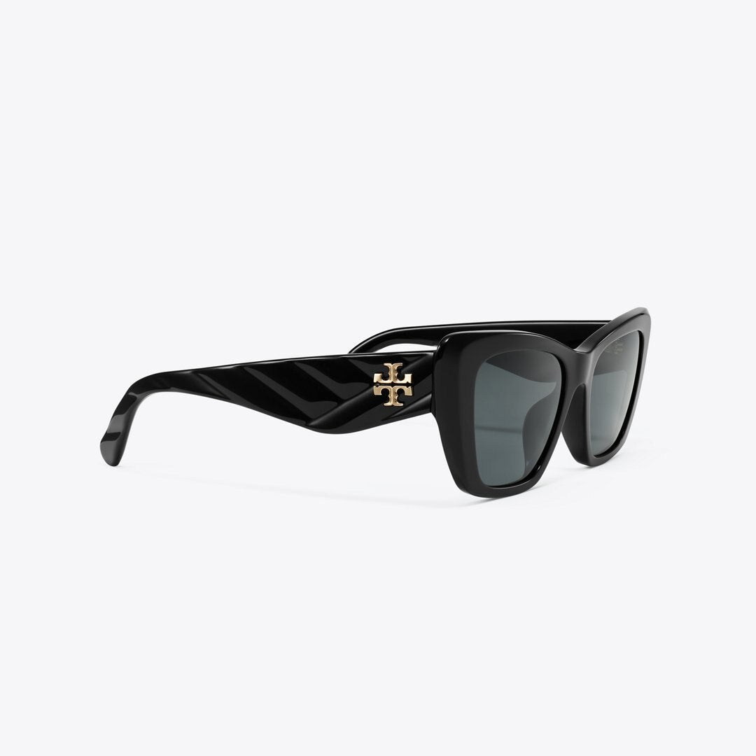 Tory Burch Kira Cat-Eye Sunglasses BLACK/DARK GREY