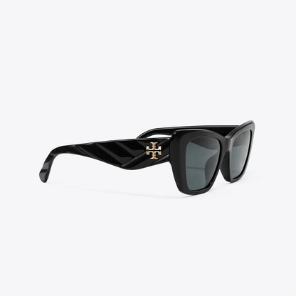 Tory Burch Kira Cat-Eye Sunglasses BLACK/DARK GREY