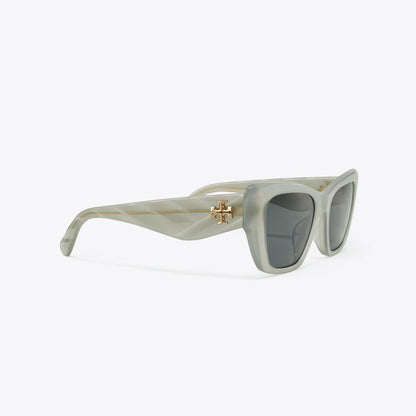 Tory Burch Kira Cat-Eye Sunglasses MILKY GREY GREEN/DARK GREY