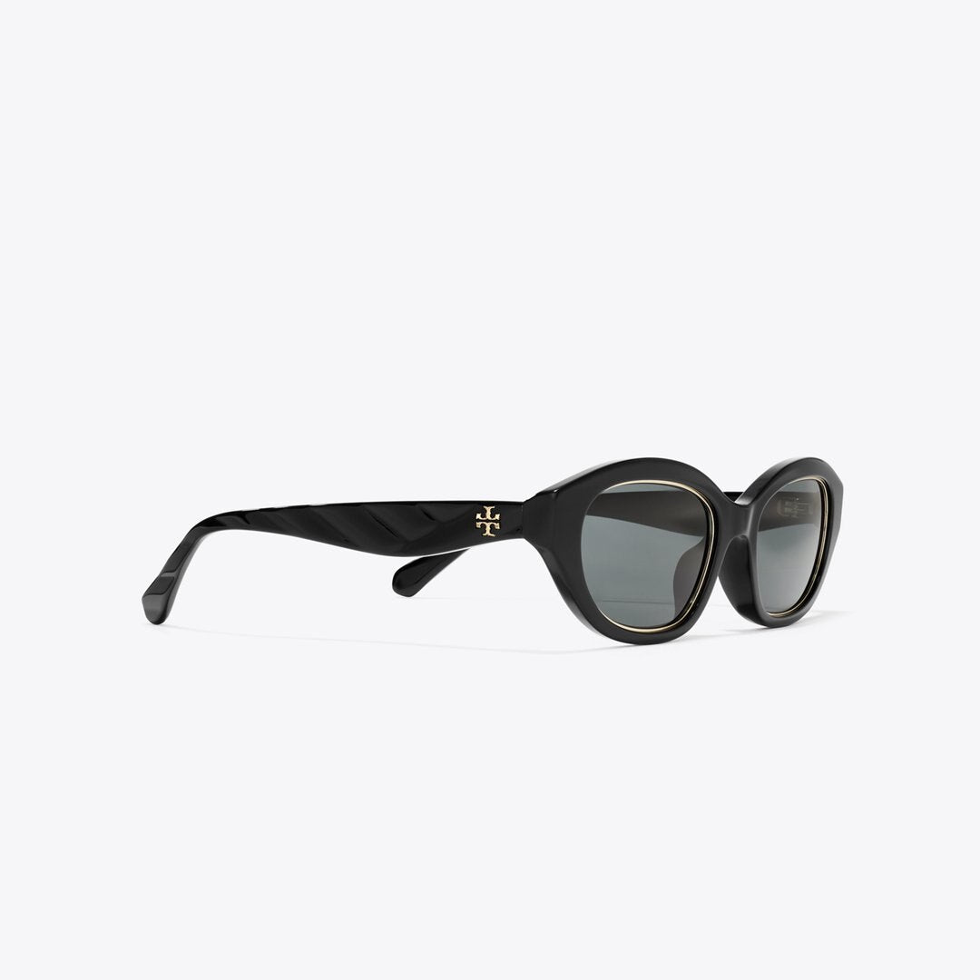 Tory Burch Kira Cat-Eye Sunglasses BLACK/DARK GRAY