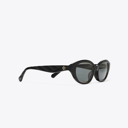 Tory Burch Kira Cat-Eye Sunglasses BLACK/DARK GRAY