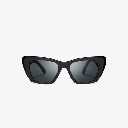 Tory Burch Kira Cat-Eye Sunglasses BLACK/DARK GREY