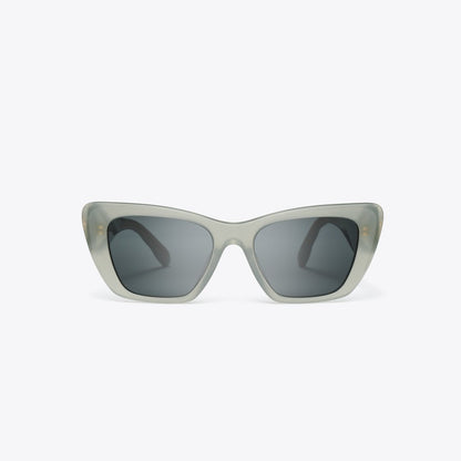Tory Burch Kira Cat-Eye Sunglasses MILKY GREY GREEN/DARK GREY