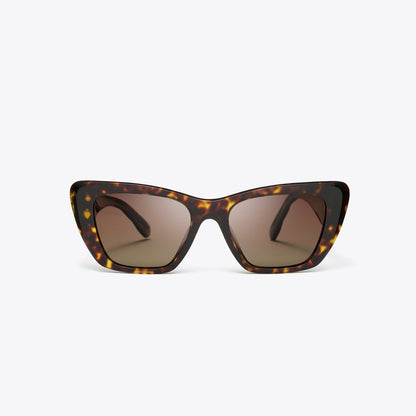 Tory Burch Kira Cat-Eye Sunglasses DARK TORTOISE/BROWN POLAR