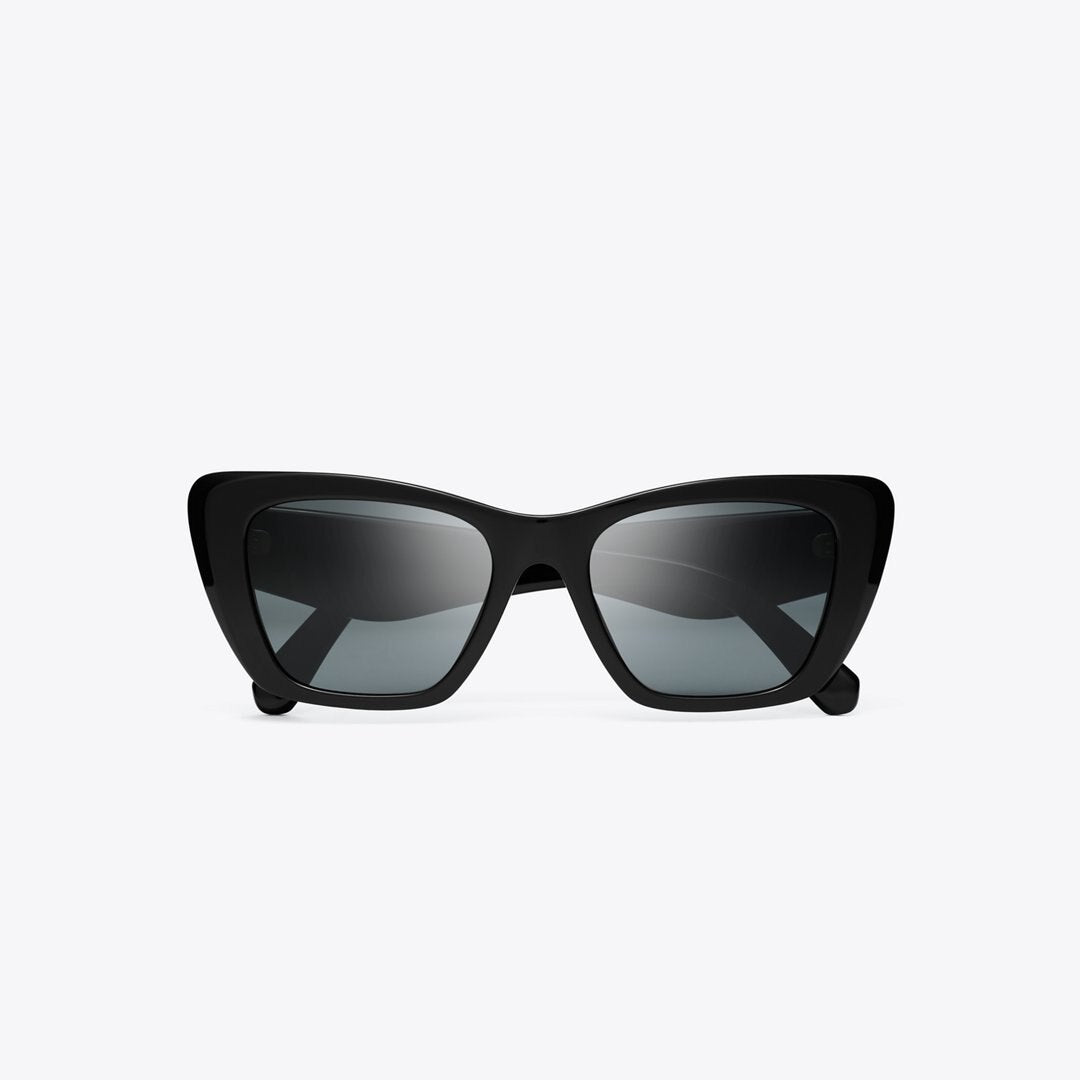 Tory Burch Kira Cat-Eye Sunglasses BLACK/DARK GREY