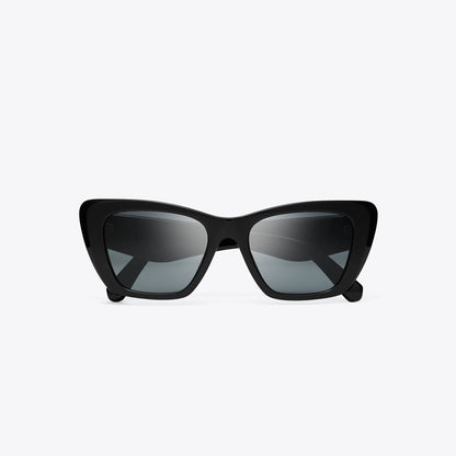 Tory Burch Kira Cat-Eye Sunglasses BLACK/DARK GREY