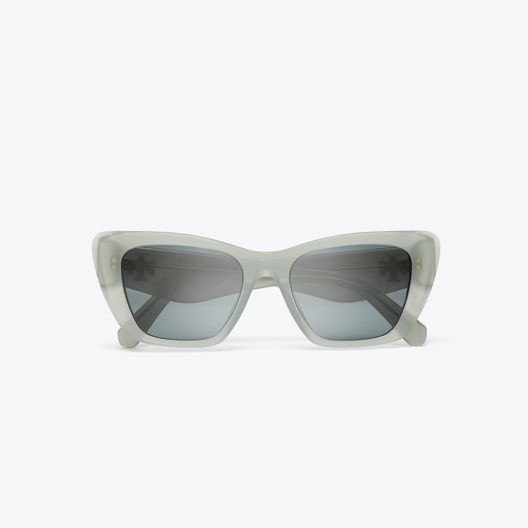 Tory Burch Kira Cat-Eye Sunglasses MILKY GREY GREEN/DARK GREY