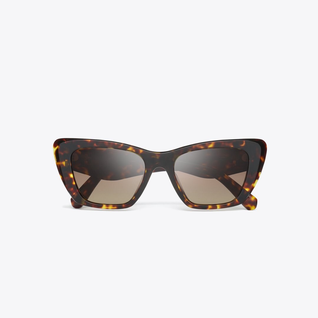 Tory Burch Kira Cat-Eye Sunglasses DARK TORTOISE/BROWN POLAR