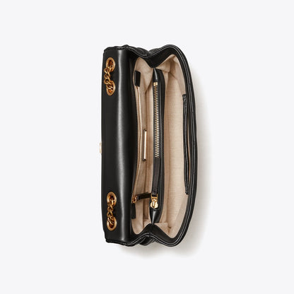 Tory Burch Kira Chevron Shoulder Bag Black / Rolled Brass