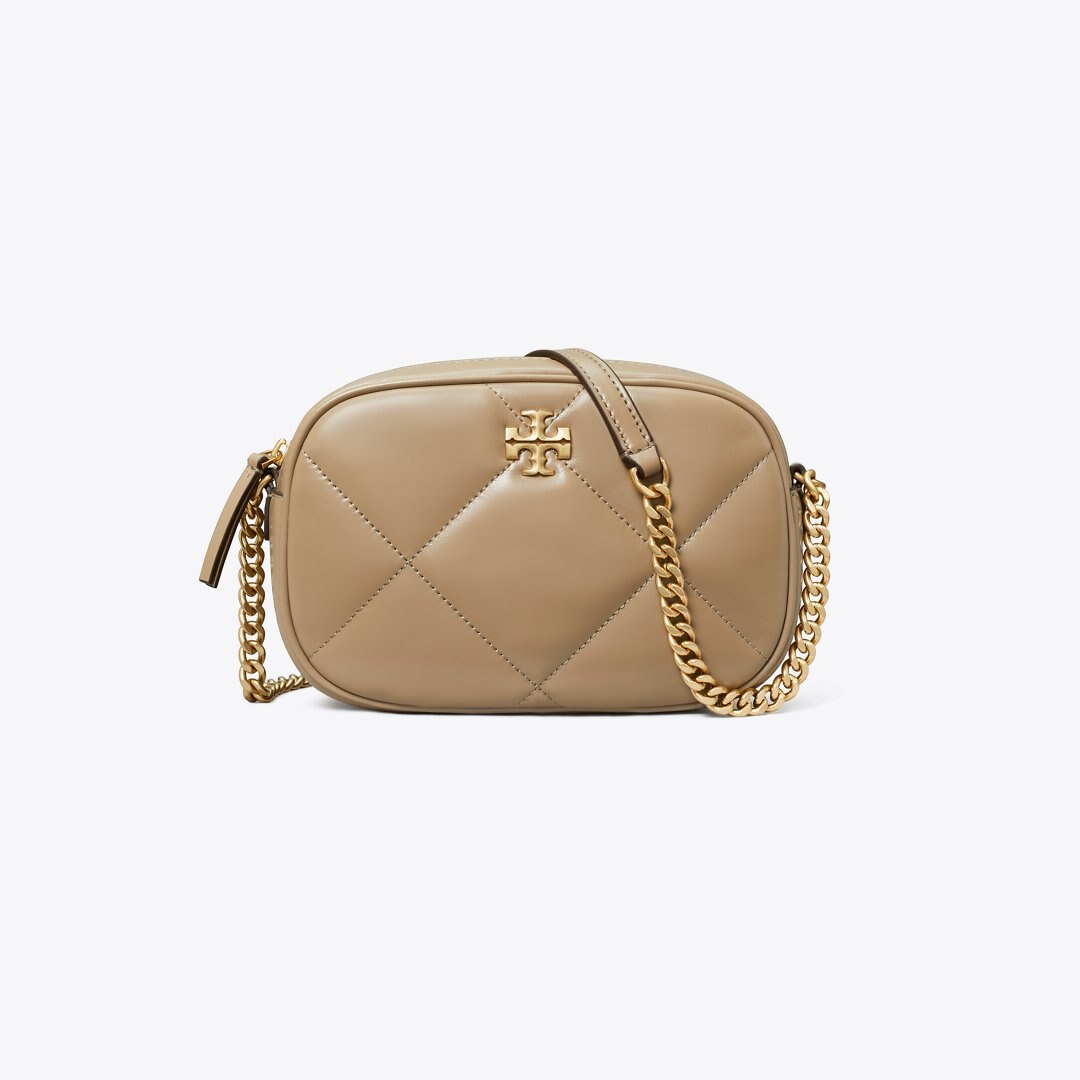 Tory Burch Kira Diamond Quilt Camera Bag Taupe Oak