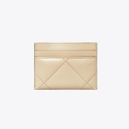 Tory Burch Kira Diamond Quilt Card Case Light Stone